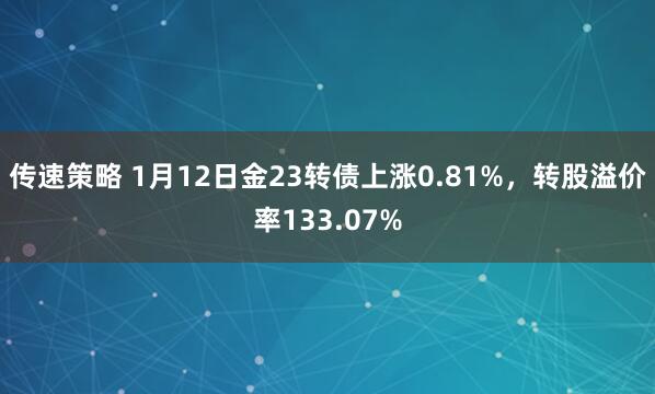 传速策略 1月12日金23转债上涨0.81%，转股溢价率133.07%